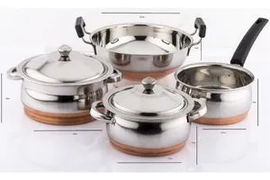 Mahavir Stainless Steel Copper Bottom Cookware Set